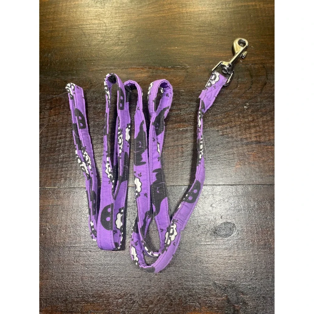 Purple Doggie Design To Cute To Spook Dog Leash Halloween Black Cat Bats Pattern